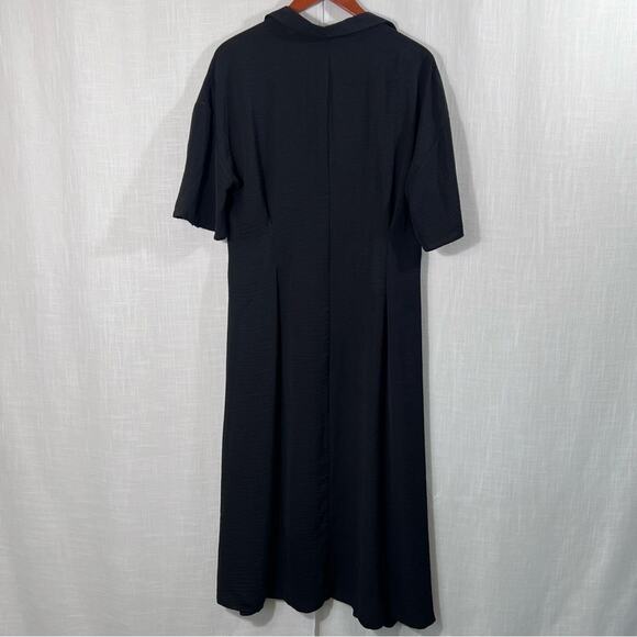 ASOS DESIGN NWT Curve Button Through Waist Midi Shirt Dress Black Size 12 - Picture 9 of 15